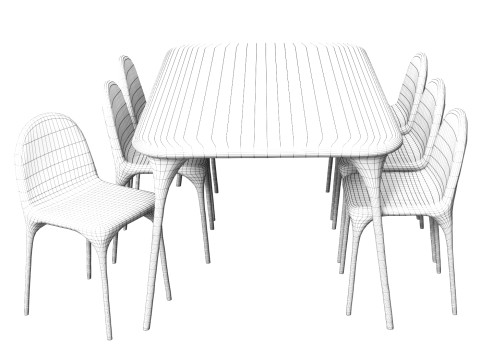 Valentin Loellmann Table and Chairs 3D Model