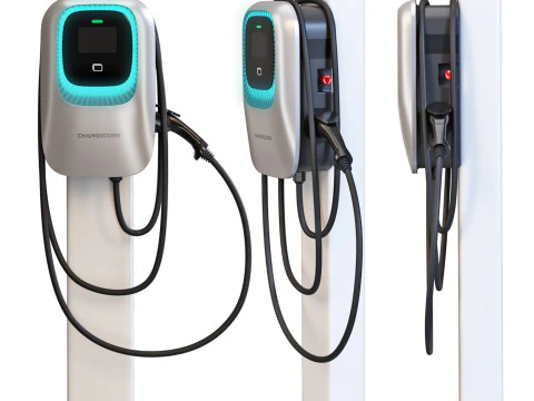 Estaci&oacute;n de carga para veh&iacute;culos el&eacute;ctricos Chargecore Modelo 3D