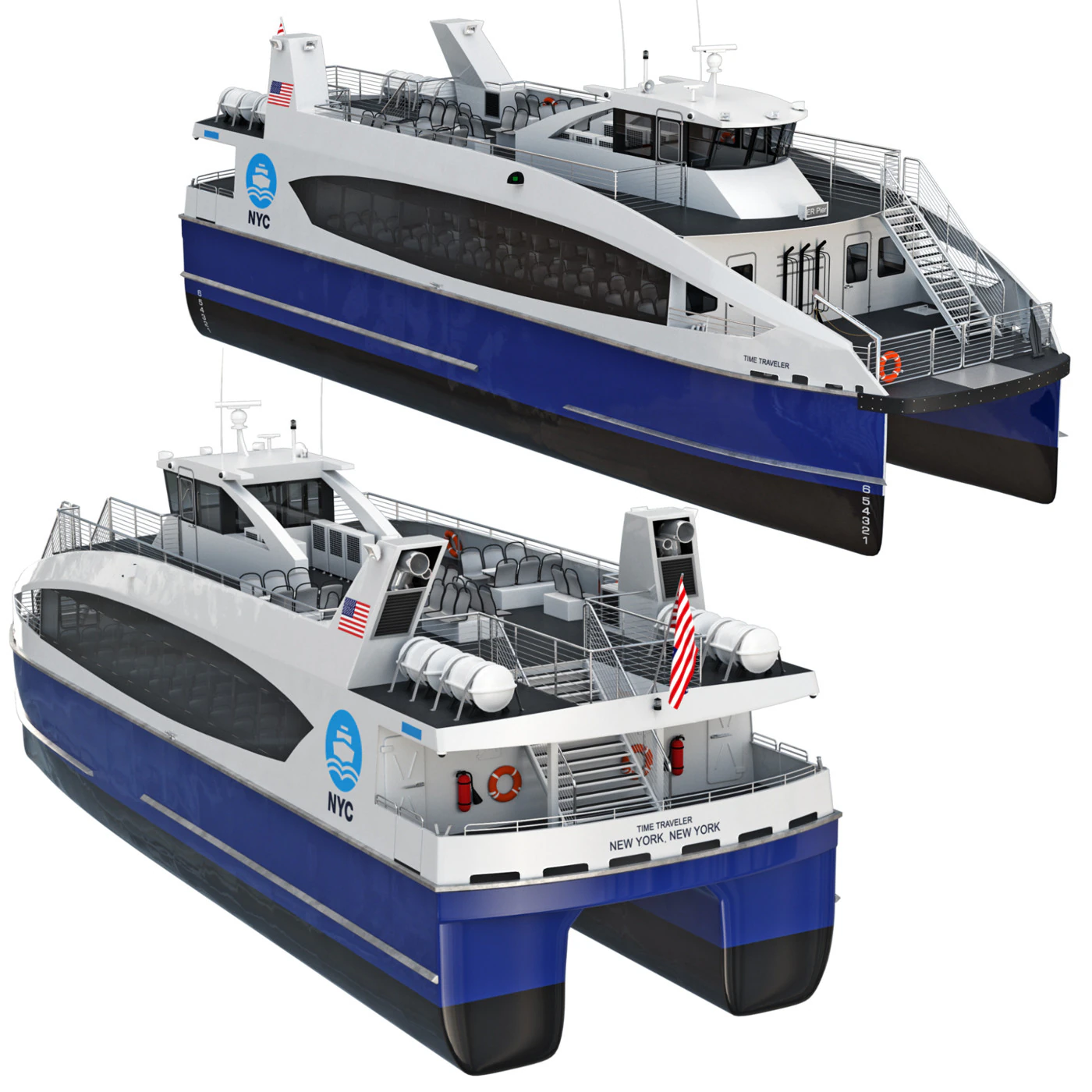 New York City Ferry 3D Model .c4d .max .obj .3ds .fbx .stl .blend 