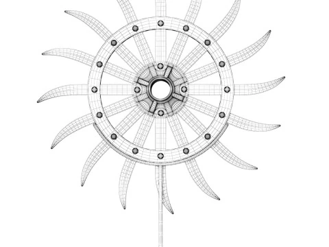 Vintage Iron Farm Tiller Wheel 3D Model