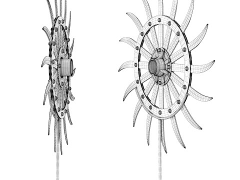 Vintage Iron Farm Tiller Wheel 3D 模型