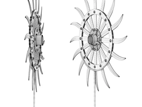Vintage Iron Farm Tiller Wheel 3D Model