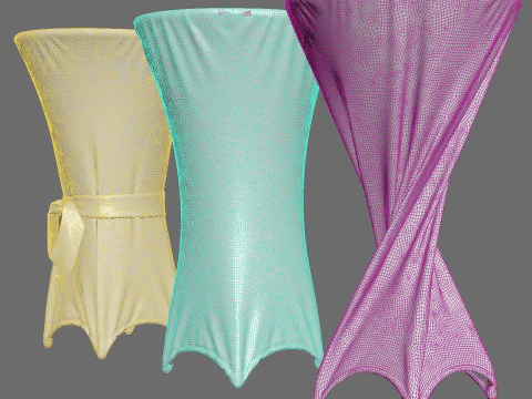 Cocktail tables in fabric 3D Model