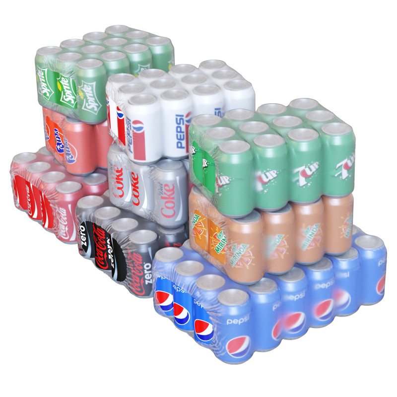 Beverages in packaging 3D Model .c4d .max .obj .3ds .fbx .stl .blend