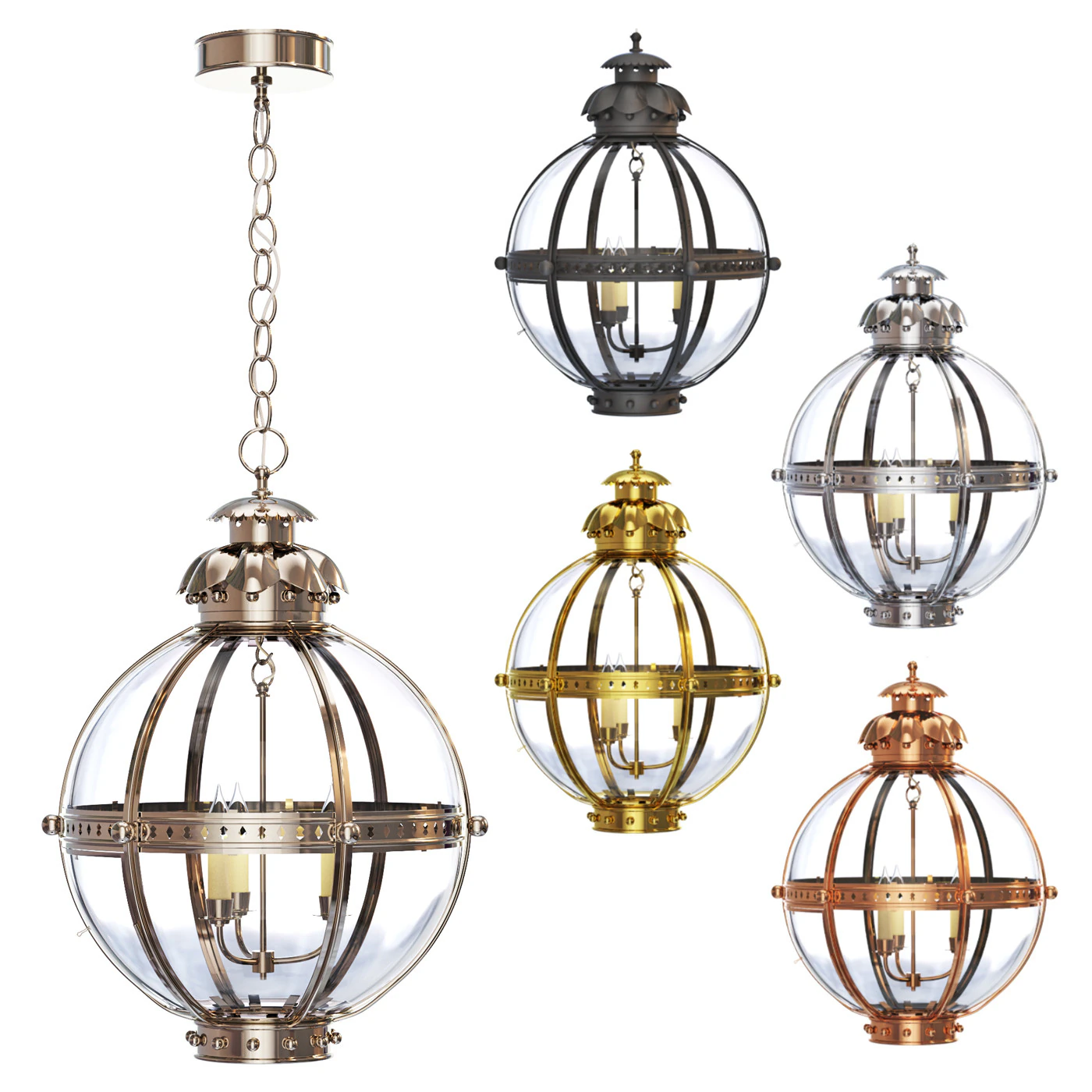 Globe Pendant Light 3D Model .c4d .max .obj .3ds .fbx .stl .blend 