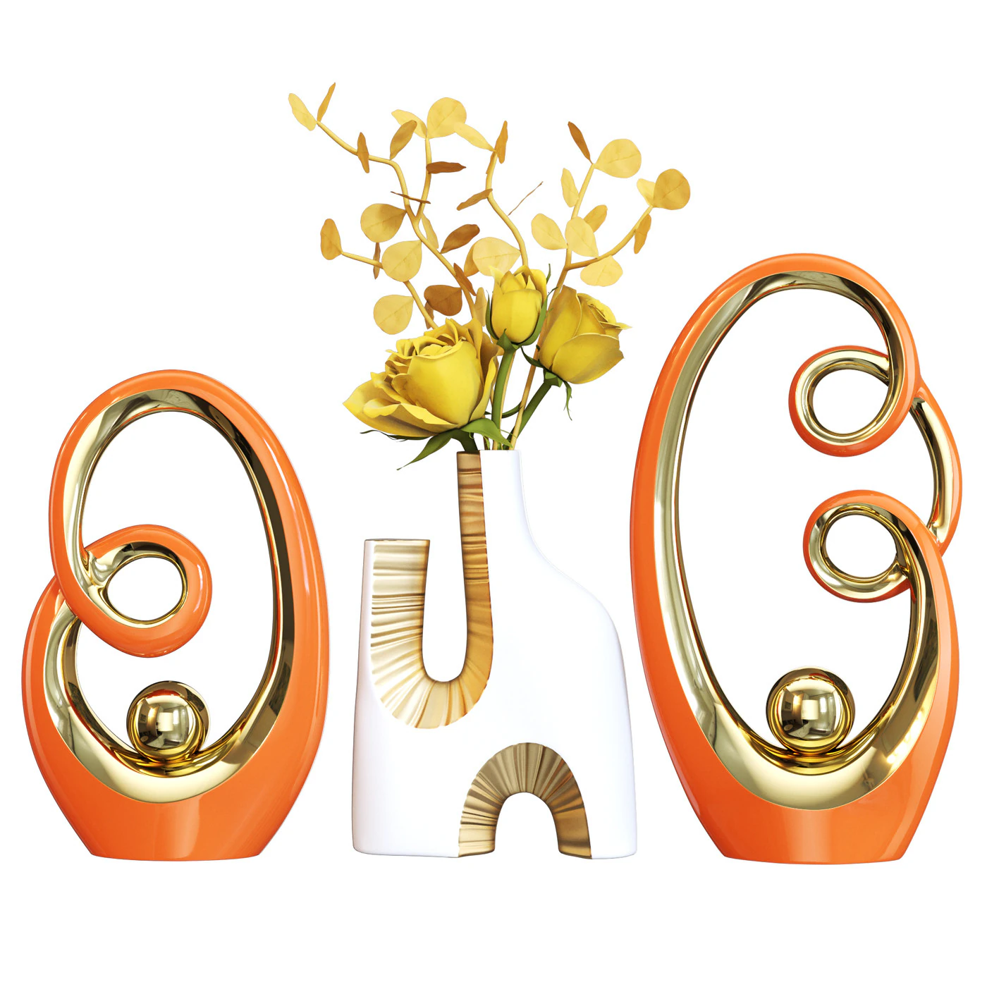 Abstract Decor Orange and Gold 3D Model .c4d .max .obj .3ds .fbx .stl .blend 