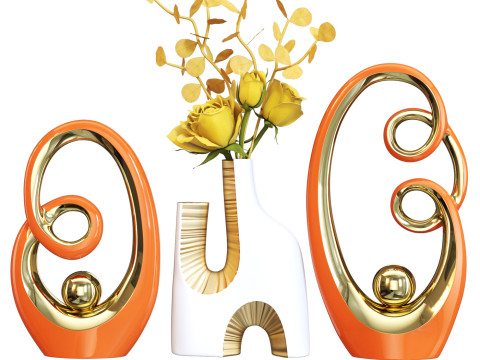 Abstract Decor Orange and Gold 3D 모델