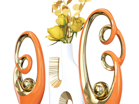 Abstract Decor Orange and Gold 3D Model