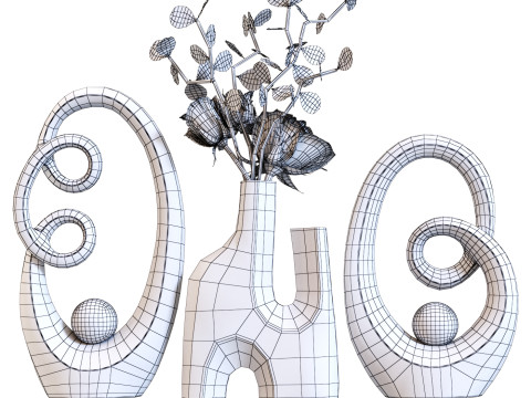 Abstract Decor Orange and Gold Model 3D