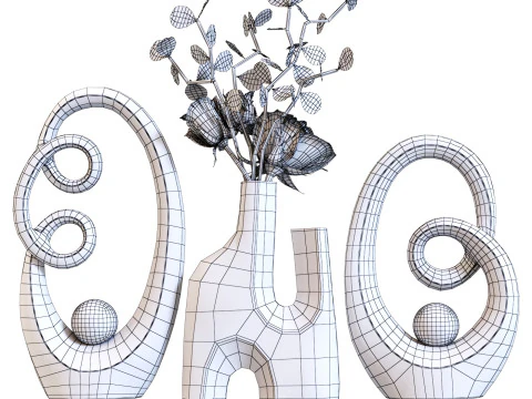 Abstract Decor Orange and Gold 3D Model