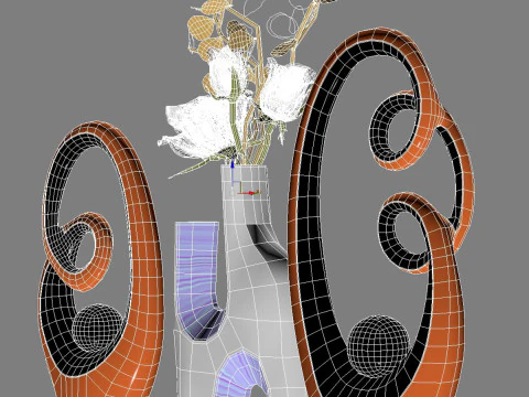Abstract Decor Orange and Gold 3D Model