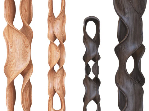 Scultura intrecciata in legno intagliato su supporto Modello 3D