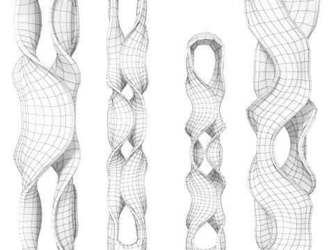 Twisting Wood Carved Sculpture on Stand 3D Model