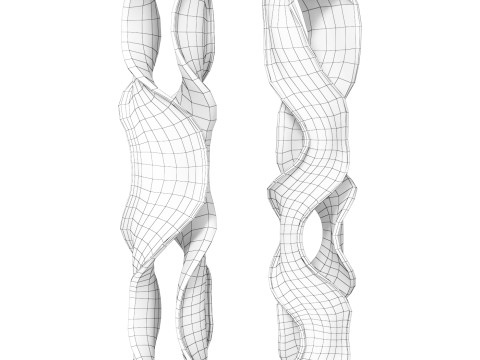 Twisting Wood Carved Sculpture on Stand 3D मॉडल