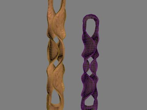 Twisting Wood Carved Sculpture on Stand 3D Model