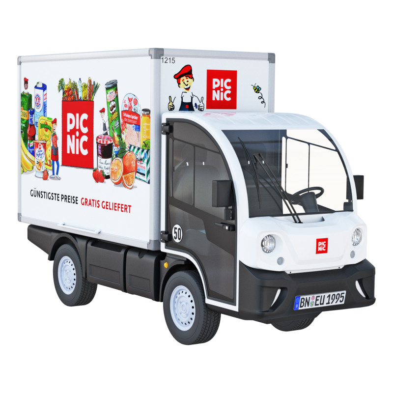 Electric delivery truck Picnic 3D Model .c4d .max .obj .3ds .fbx .stl .blend