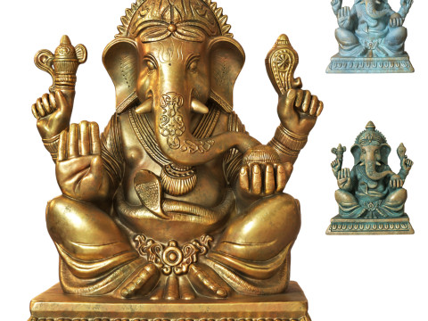 Vintage Bronze Ganesha Statue Modelo 3D