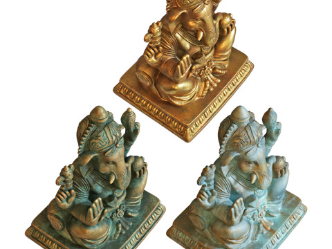 Vintage Bronze Ganesha Statue Model 3D