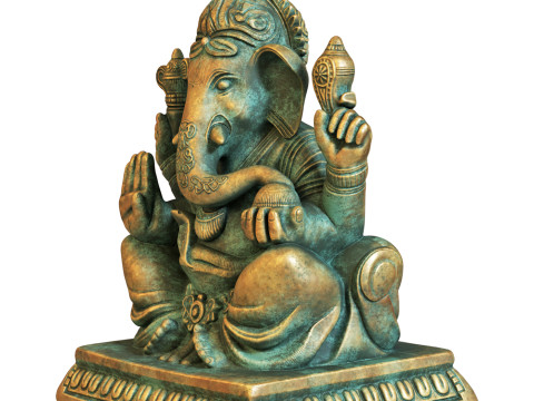 Vintage Bronze Ganesha Statue Model 3D