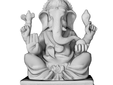 Vintage Bronze Ganesha Statue Model 3D