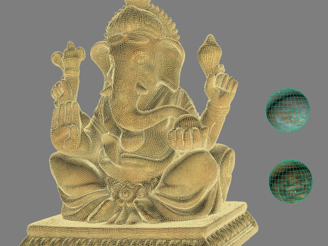 Vintage Bronze Ganesha Statue Model 3D