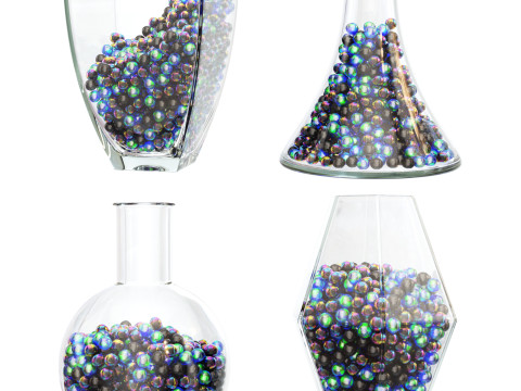 Glass vases with balls 3D Model