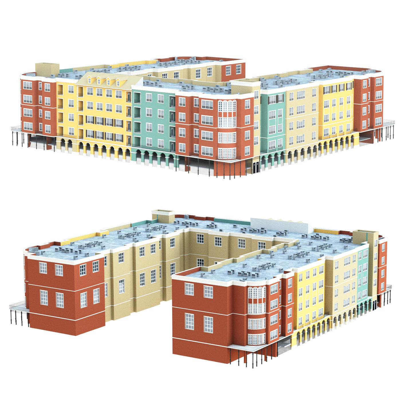Residential complex 3D Model .c4d .max .obj .3ds .fbx .stl .blend