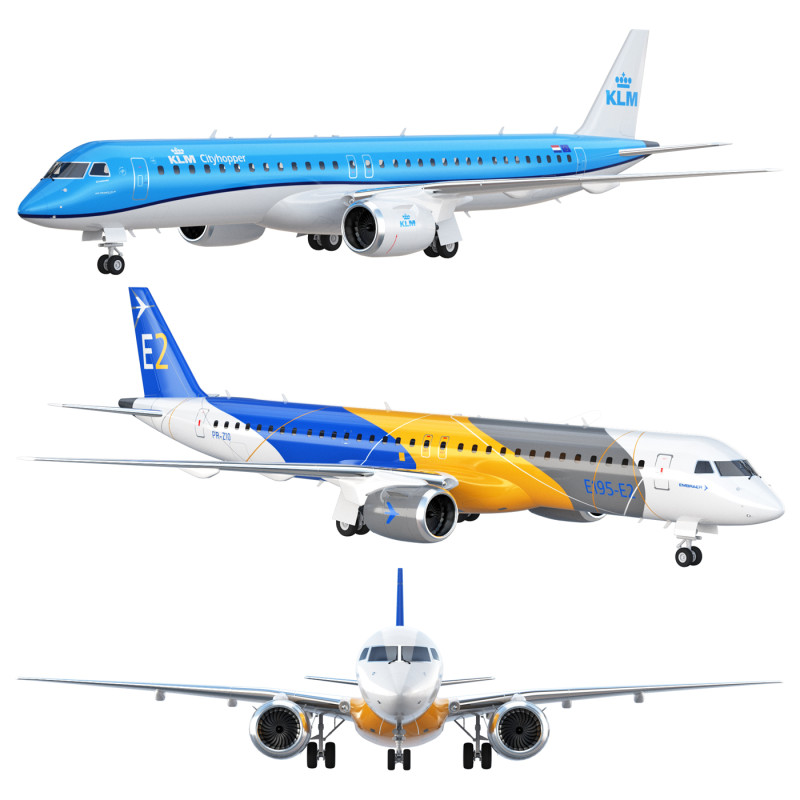 Embraer E195 E2 aircraft Model 3D .c4d .max .obj .3ds .fbx .stl .blend 