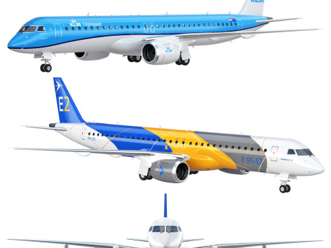 Embraer E195 E2 aircraft 3D Модель