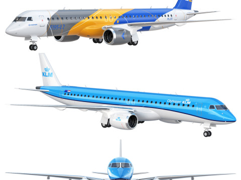 Embraer E195 E2 aircraft Model 3D