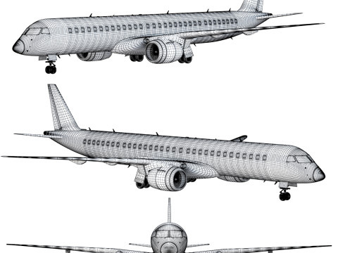 Embraer E195 E2 aircraft Model 3D