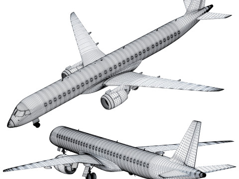 Embraer E195 E2 aircraft Model 3D