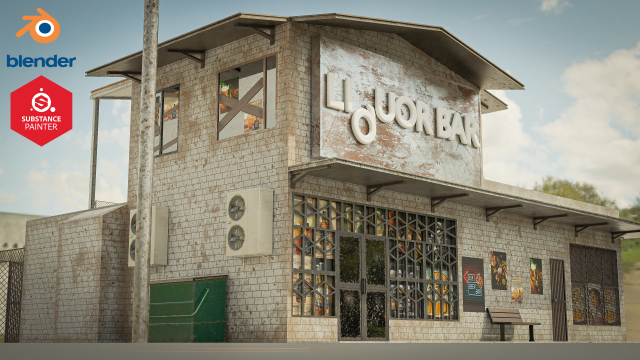 Liquor Grocery Outdoor Design 3D Model .c4d .max .obj .3ds .fbx .stl .blend 