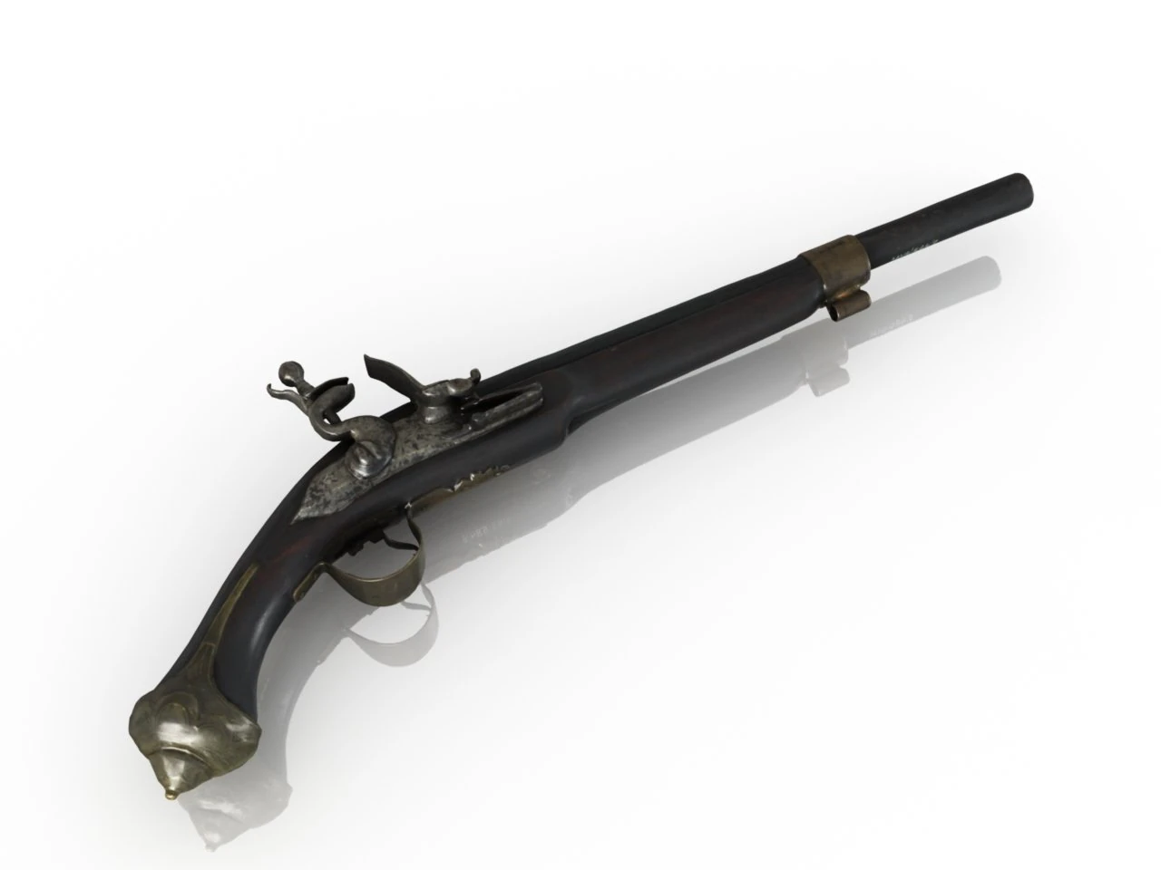 Dueling pistol 3D Model .c4d .max .obj .3ds .fbx .stl .blend 