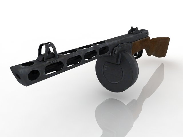 Shpagin submachine gun Model 3D .c4d .max .obj .3ds .fbx .stl .blend 