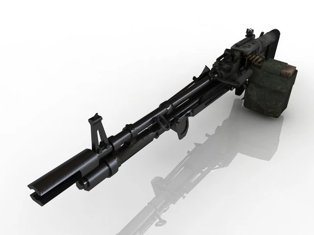 Machine Gun 3D 3D Model .c4d .max .obj .3ds .fbx .stl .blend 