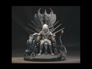 Predator on Throne 3D 3D Print Model