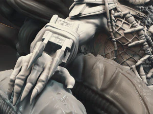 Predator on Throne 3D 3D Print Model