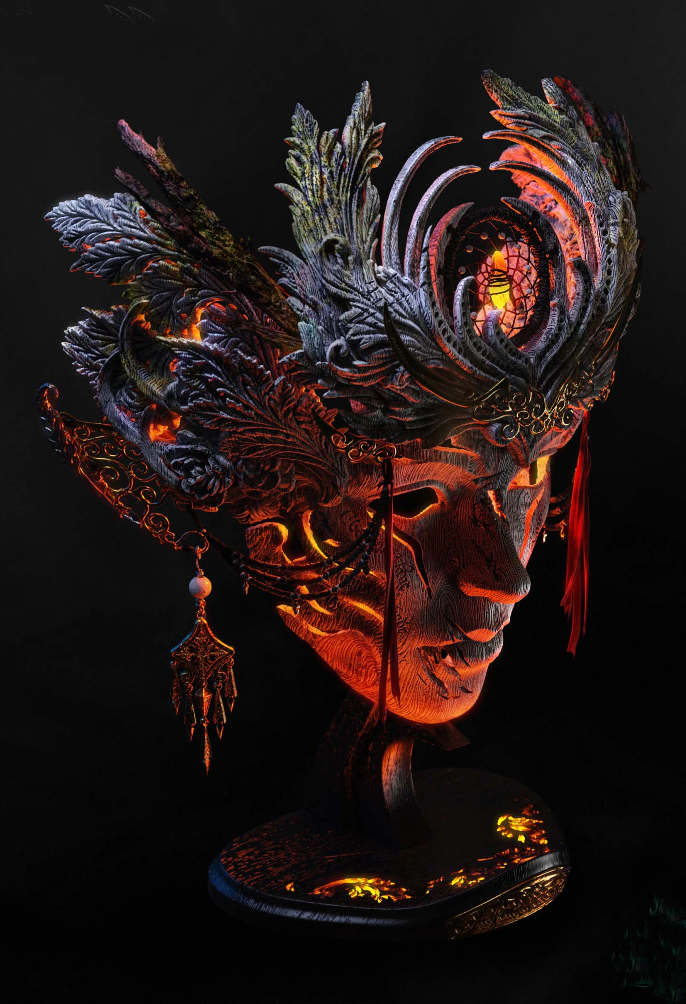 Elven Mask 3D Print Model .c4d .max .obj .3ds .fbx .stl .blend 
