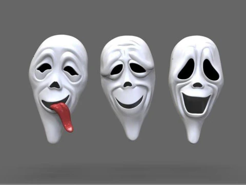 Bundle Pack Halloween mask black phonescary moviedemon mask 3D Print Model