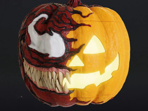 Kepala Labu Halloween Model Cetak 3D