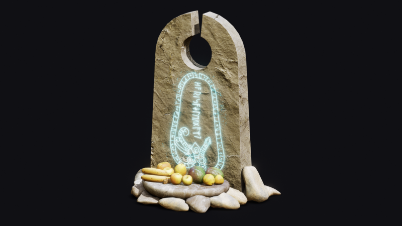 Rune Stone with Secrefice Altar Modello 3D .c4d .max .obj .3ds .fbx .stl .blend