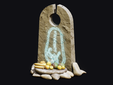 Rune Stone with Secrefice Altar Modello 3D
