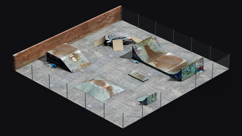 Skatepark 3D Modell .c4d .max .obj .3ds .fbx .stl .blend 