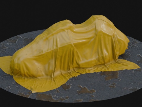 Cyberpunk bike under tarp cover 3D मॉडल