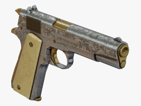 Pistol with Engravings Modello 3D
