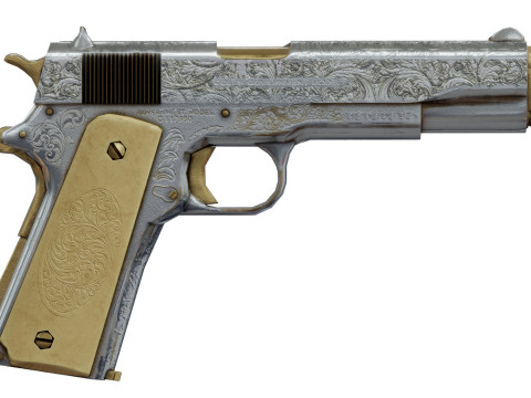 Pistol with Engravings 3D Model