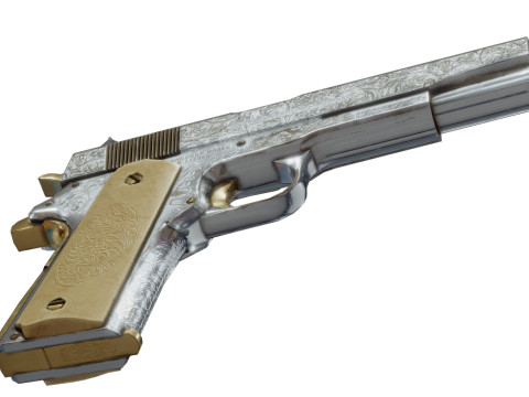 Pistol with Engravings 3D Model