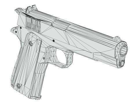 Pistol with Engravings 3D Model