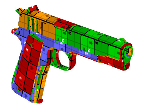 Pistol with Engravings 3D Model
